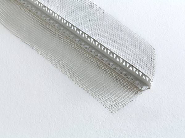 The corner bead is made with white fiberglass mesh.